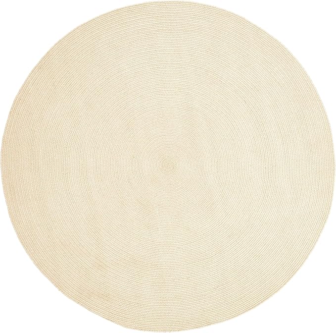 Superior Reversible Braided Indoor/Outdoor Area Rug, 6' round, Cream