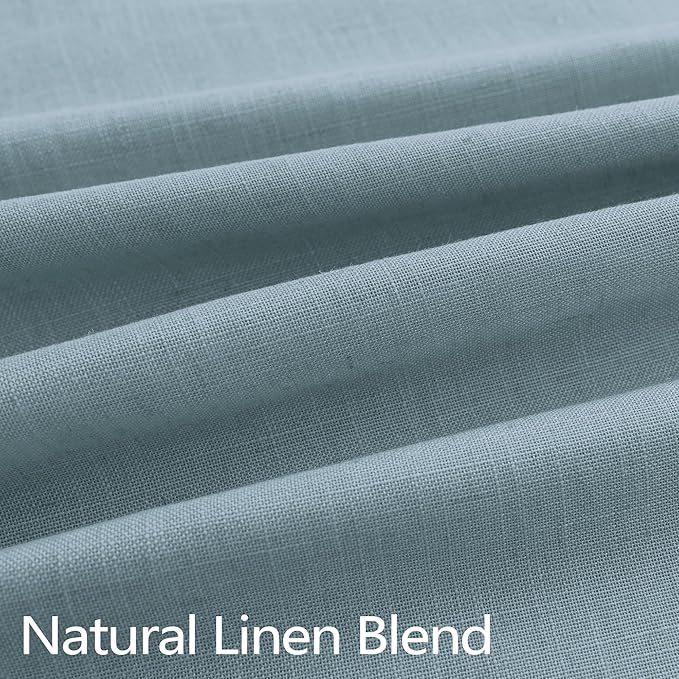Blue Gray Curtains 63 Inch Length for Boys Bedroom 2 Panels Pinch Pleated Back Tab Semi Sheer Linen Light Filtering Dusty Blue Curtain for Kids Room Teen Toddler Baby Nursery Stone Blue Grey Greyish