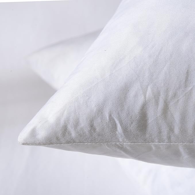 basic home® Hotel-Style Goose Feather Pillow Insert for Sofa & Bed - 100% Odorless & Plump Cushion Filler - 233TC Cotton with Inner Liner to Prevent Poking (22x22 Inch)