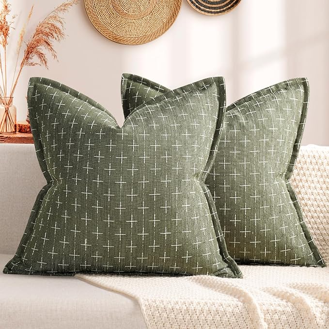 ZWJD Pillow Covers 26x26 Set of 2 Soft Polyester Textured Pillow Covers with Stylish Flange Edge Cozy Farmhouse Euro Sham Throw Pillows for Couch Bed Sofa Living Room