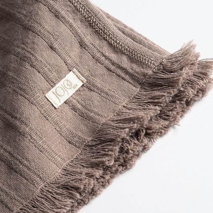 Frig Waffle Throw Blanket with Tassels - 50x66 Inch - 100% Turkish Cotton Tencel Breathable Blend Lightweight Blanket for Couch, Sofa, Bed