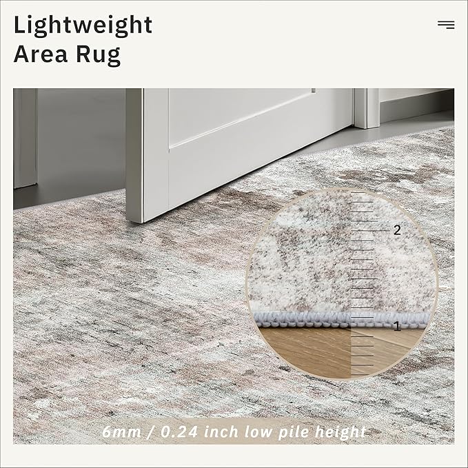 Soalmost Runner Rug 2x10 Washable Non-Slip Hallway Runner Rugs for Kitchen Bathroom Laundry Room Pink/Grey Vintage Floor Carpet Runners for Hallways Entryway