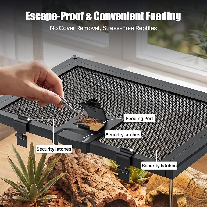15 Gallon Fully Assembled Glass Reptile Enclosure, 20" x 12" x 14" | Escape-Proof Top Opening Terrestrial Reptile Terrarium Tank for Leopard Geckos, Corn Snakes, Frogs & Hermit Crabs