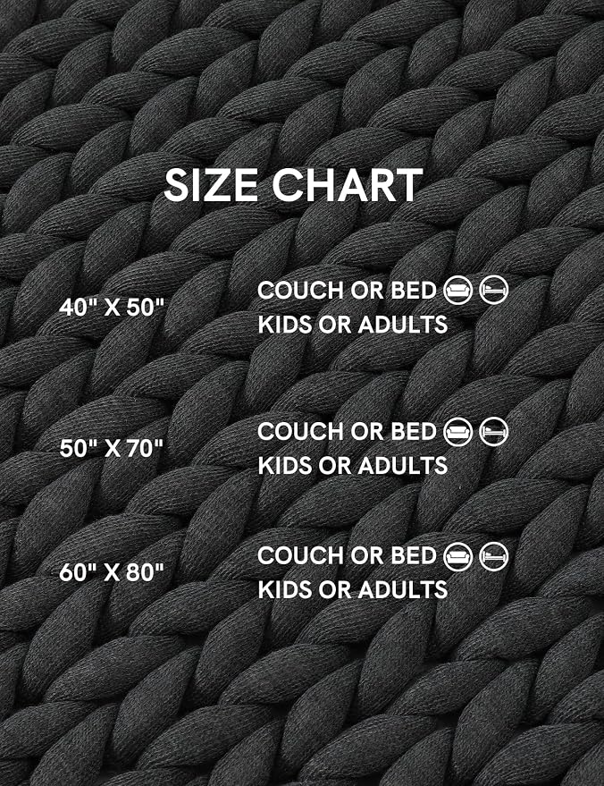 YnM Chunky Throw Blanket, Medium-Weight, Hand Knitted, Skin Friendly, Ventilated and Breathable, Machine Washable, Home Décor Piece for Couch, Sofa and Bed (Charcoal Grey, 60x80 Inch)