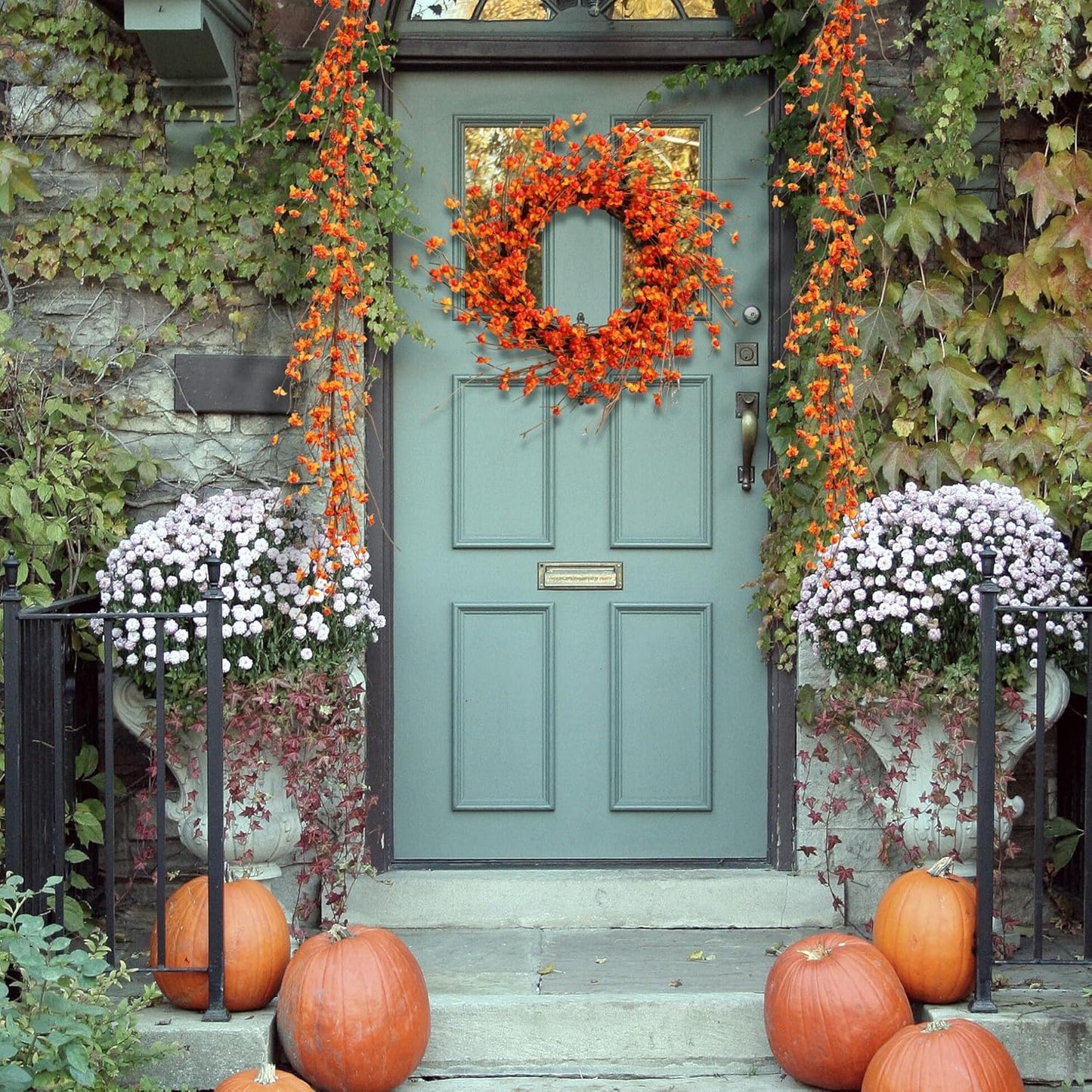 Artificial Bittersweet Garland for Fall Décor 60-Inch, Autumn Berries and Leaves for Thanksgiving, Halloween, and Wedding Decorations – Perfect for Mantels, Staircases, and Centerpieces