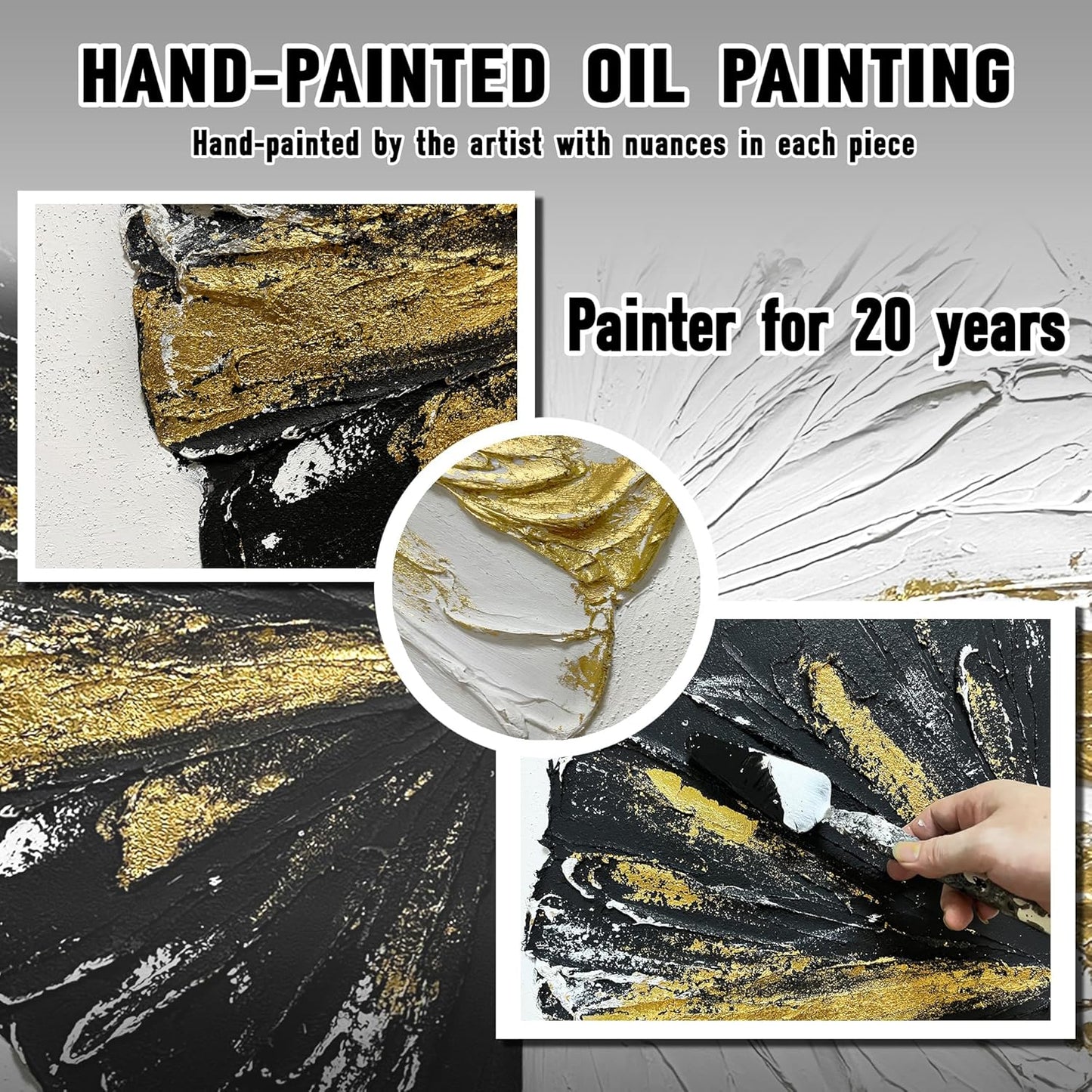 Black and White Art Work for Bedroom Walls Abstract Circles Wall Decor for Living Room Modern Canvas Art Wall Decor for Office Size 24 x 47 Inch