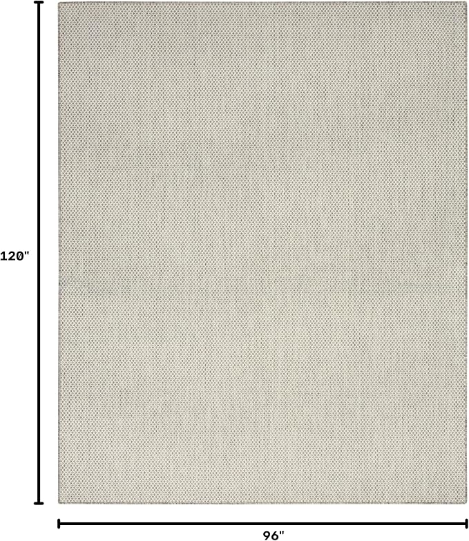 Nourison Home Courtyard Ivory Silver 8' x 10' Area Rug - Easy Clean, Non Shedding, Bed Room, Living Room, Dining Room, Kitchen (8' x 10')