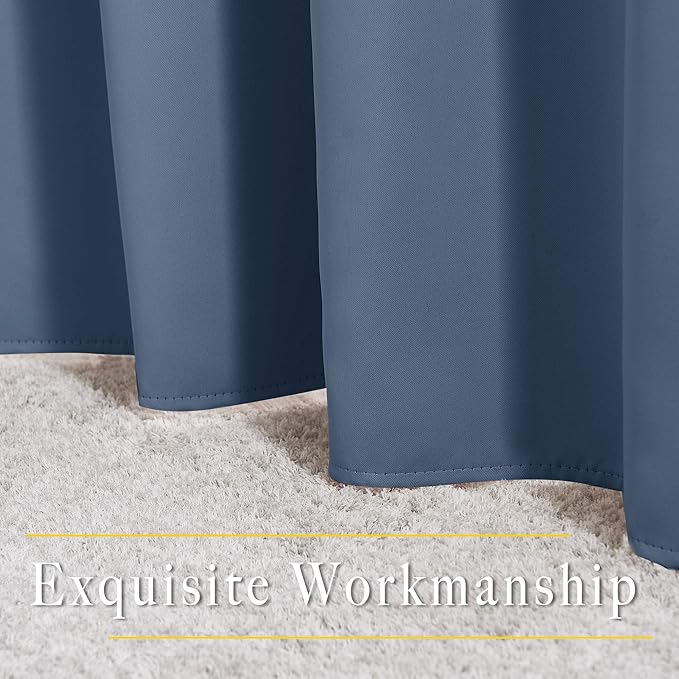 NICETOWN Stone Blue Blackout Curtains for Living Room, Window Treatment Thermal Insulated Room Darkening Grommet Drapes Sound Dampening for Bedroom, 2 Panels, W37 x L72