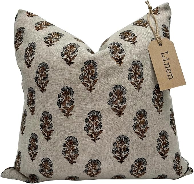 Linen Throw Pillow Covers 20x20 inch sage Gray Amber Decorative Pillow Covers for Living Room, Bedroom