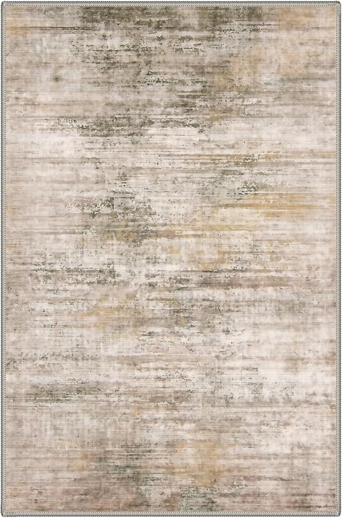 BEIMO 2X3 Rugs for Entryway Entrance Kitchen Bathroom, Machine Washable Modern Abstract Soft Area Rug, Indoor Floor Carpet with Non Slip Rubber Backing, Dusty Beige Brown