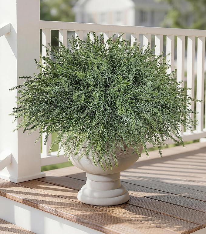HyeFlora Artificial 10PCS Greenery Plants Stems Fake Rosemary Bush Faux Grass Sprigs Branches Real Touch DIY Sage Stem for Festival Home Kitchen Garden Party Farmhouse Office Decor