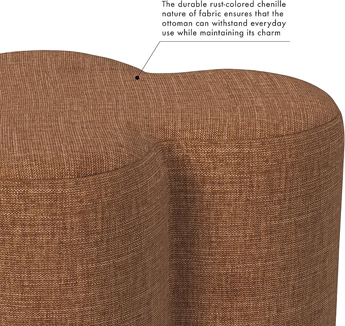 HomePop Upholstered Clover Shaped Ottoman|HomePop Home Décor|Foot Rest Ottoman - Rust Orange Chenille