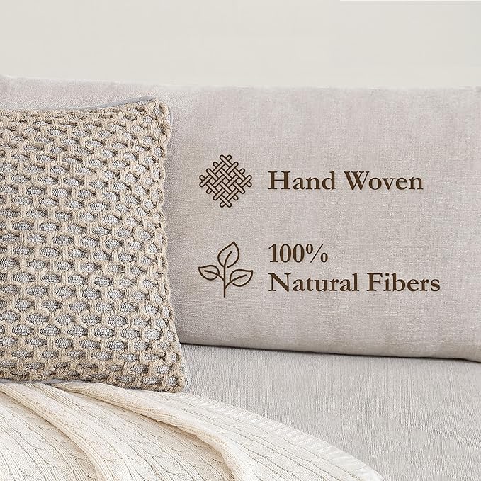 Boho Living 18x18 Grey Throw Pillow Covers with Pillow Insert Included, Pack of 2