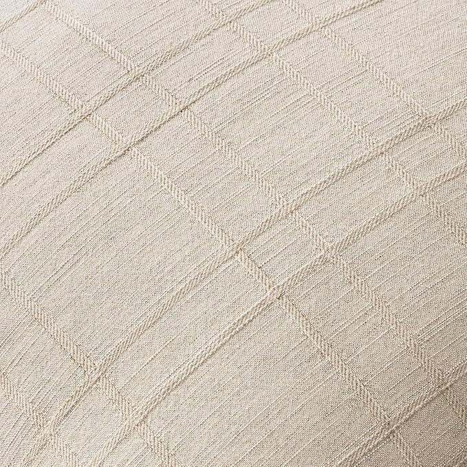 MIULEE Decorative Linen Check Throw Pillow Covers Neutral Farmhouse Vintage Pillow Covers 18x18 Set of 2 Boho Modern Home Decor for Sofa Couch Bedroom Cushion Natural Beige