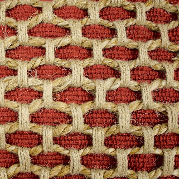 Boho Living Jada Premium Woven Design, Decorative Throw, Living Room Décor, (2) 20" x 20" Pillow Covers, Rust 2 Count