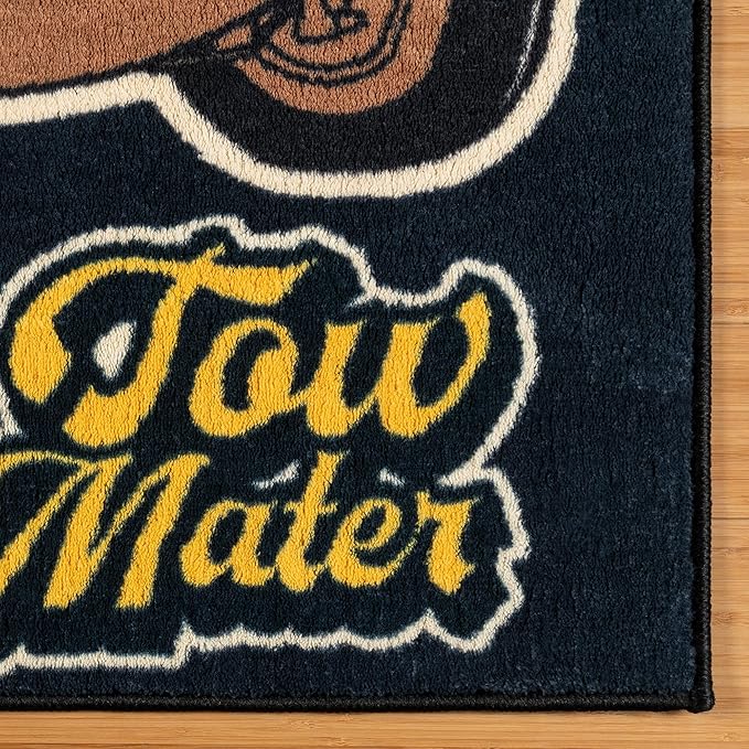 Gertmenian Disney Pixar Cars Indoor Area Rug - 3x5 Small, Non-Slip, Ideal for Children in Bedroom, Game Room, Classroom, Nursery or Play Area - Tow Mater Friends, Brown/Blue, 28024