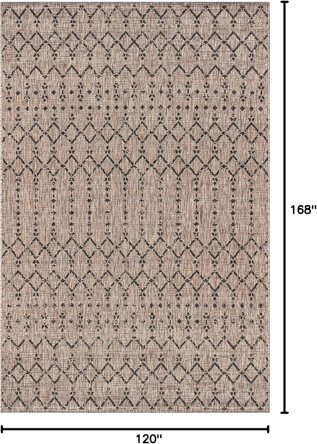 JONATHAN Y Moroccan Geometric Indoor Outdoor Area Rug 10X14 Natural/Black, Ourika Textured Weave for Backyard, Patio, Porch, Easy-Cleaning, High Traffic, Pet-Friendly, Non-Shedding (SMB108D-14)
