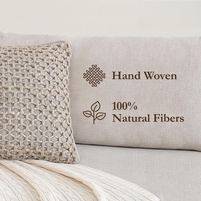 Boho Living Jada Decorative Throw, Includes Accent, Premium Woven Design, Living Room Décor, (2) 20" x 20" Pillow Cover with Insert, Grey