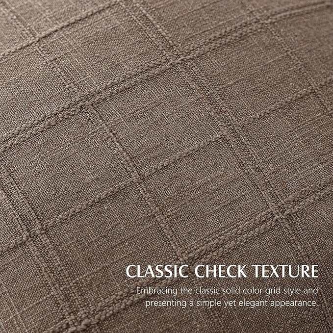 Foindtower Set of 2 Decorative Linen Check Throw Pillow Covers Neutral Farmhouse Vintage Cushion Covers Modern Boho Home Decor for Sofa Chair Couch Bedroom Living Room,26×26 Inch,Taupe Grey