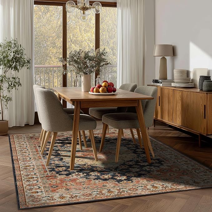 Ruaruarug Washable Area Rug 5x7 for Living Room, Bedroom, Ultra Soft Non Slip Stain & Fade Resistant, Pet & Kids Friendly, Suitable for High Traffic Areas Easy to Clean for Office Kitchen, Maroon