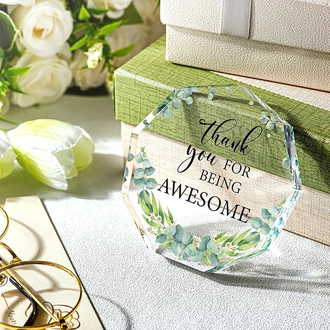 Yinder Thank You Gifts for Women Appreciation Gifts for Coworker Employee Nurse Teacher Leader Boss Inspirational Quotes Acrylic Desk Decor for Home Office Farewell Retirement