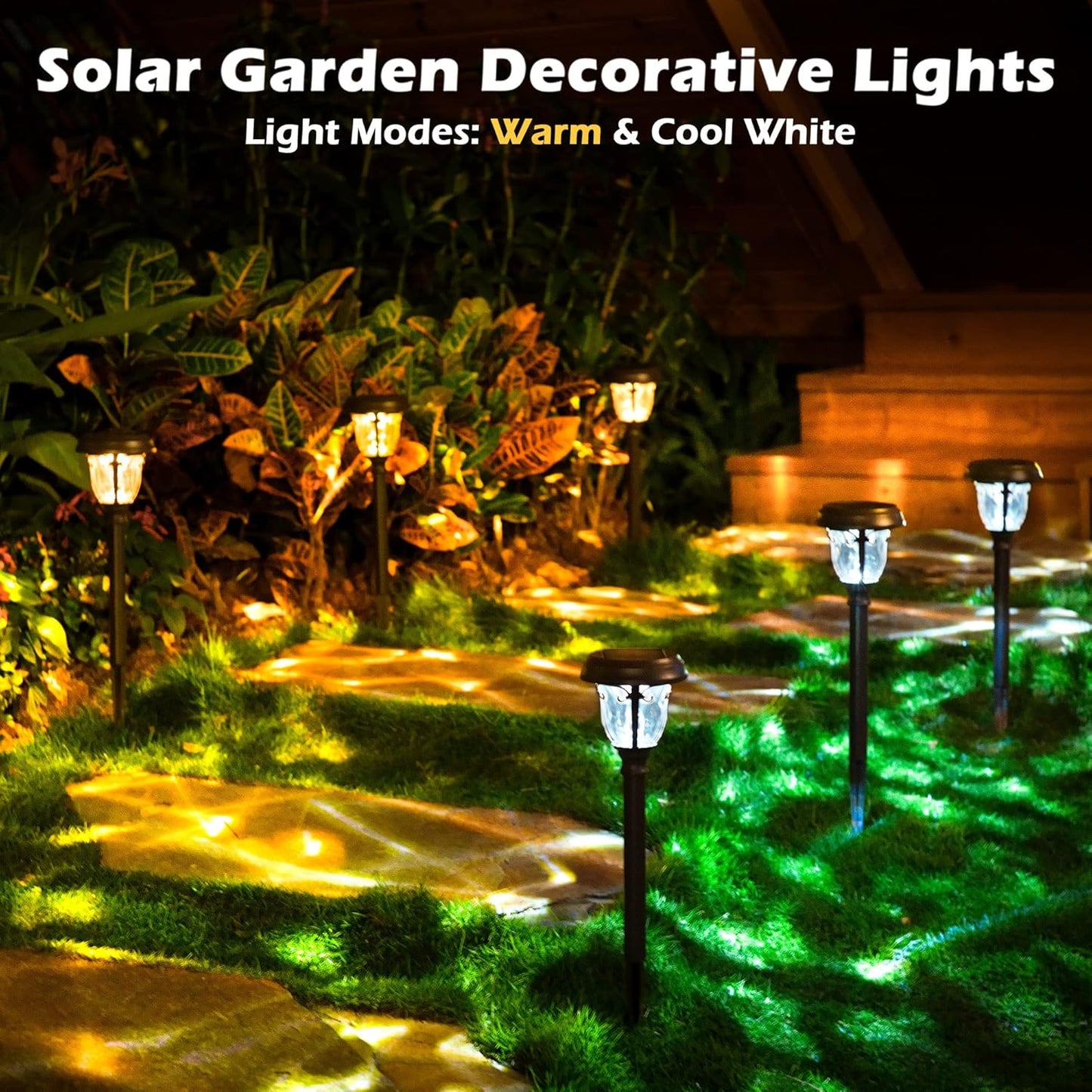 LeiDrail Solar Lights Outdoor Pathway, 6 Pack LED Glass Metal Solar Garden Lights with 2 Modes, Garden Decor for Yard Patio Landscape Walkway