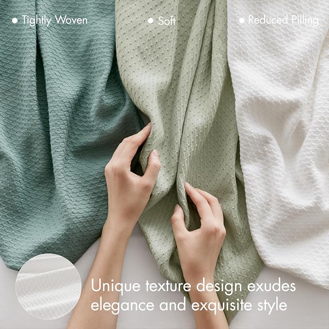 Madison Park 100% Egyptian Cotton Lightweight Summer Blanket, Breathable Waffle Knit Design, Soft Cozy All-Season Throw for Bed, Couch or Sofa, White King Size (108"x90")