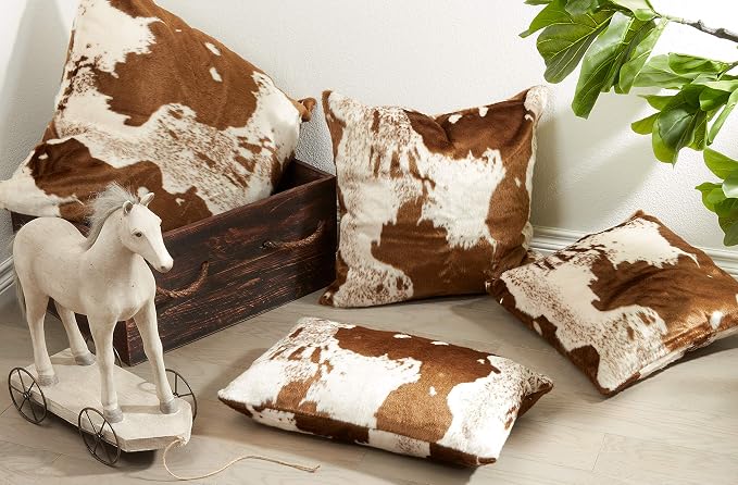 SARO LIFESTYLE Cowhide Design Faux Fur Pillow - Poly Filled