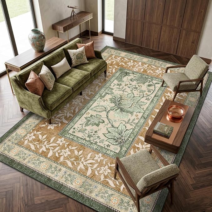 GarveeHome Leaves Floral Area Rug