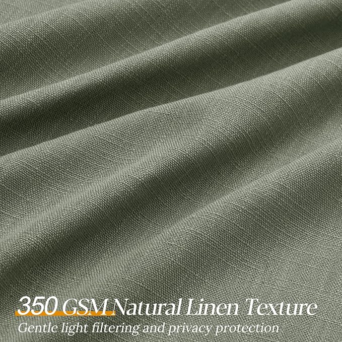Sage Green Pinch Pleated Linen Curtains 96 Inches Long for Living Room Bedroom with Rings Hooks Clips Back Tab Semi Sheer Curtains Light Filtering Boho Farmhouse Drapes Light Green