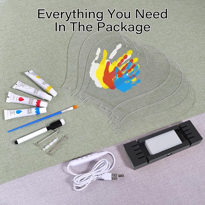 Bixinyo Family Handprint Kit with Light, Baby Hand and Footprint Kit, DIY Craft Keepsake, Family Gifts for Mom, New Parents, Mother's Day, Adoption, Baby Shower Gifts for Boys & Girls (Heart, Black)