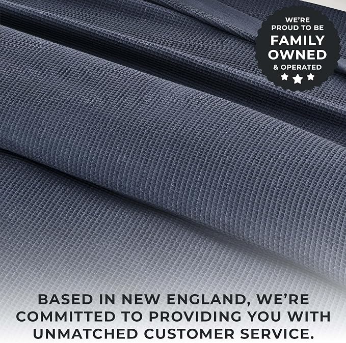 Great Bay Home 100% Cotton Blanket for Full/Queen Size Bed | Lightweight and Breathable Waffle Weave Blankets for Summer & Spring | Versatile, Layering Navy Bed Blanket, Ocean Blue, 90x90 inches