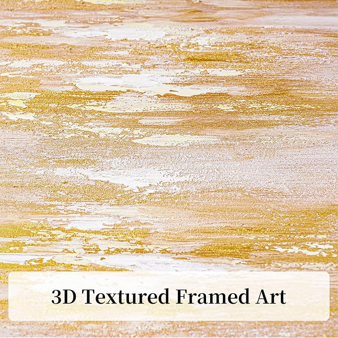 CCPEAR Large Abstract Wall Art, Pink and Gold Textured Canvas Painting, Modern Luxury Framed Wall Art for Living Room Bedroom Office Decor, Ready to Hang, 48x32 Inch