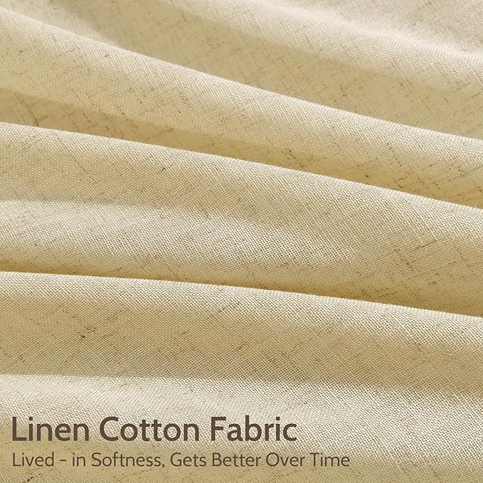 Nanspring Cream Yellow Curtains 120 Inches Long for Living Room Linen Modern Farmhouse Sheer Curtains Back Tab and Rod Pocket Extra Long Floor to Ceiling Curtain for Bedroom Office 52x120, 2 Panels
