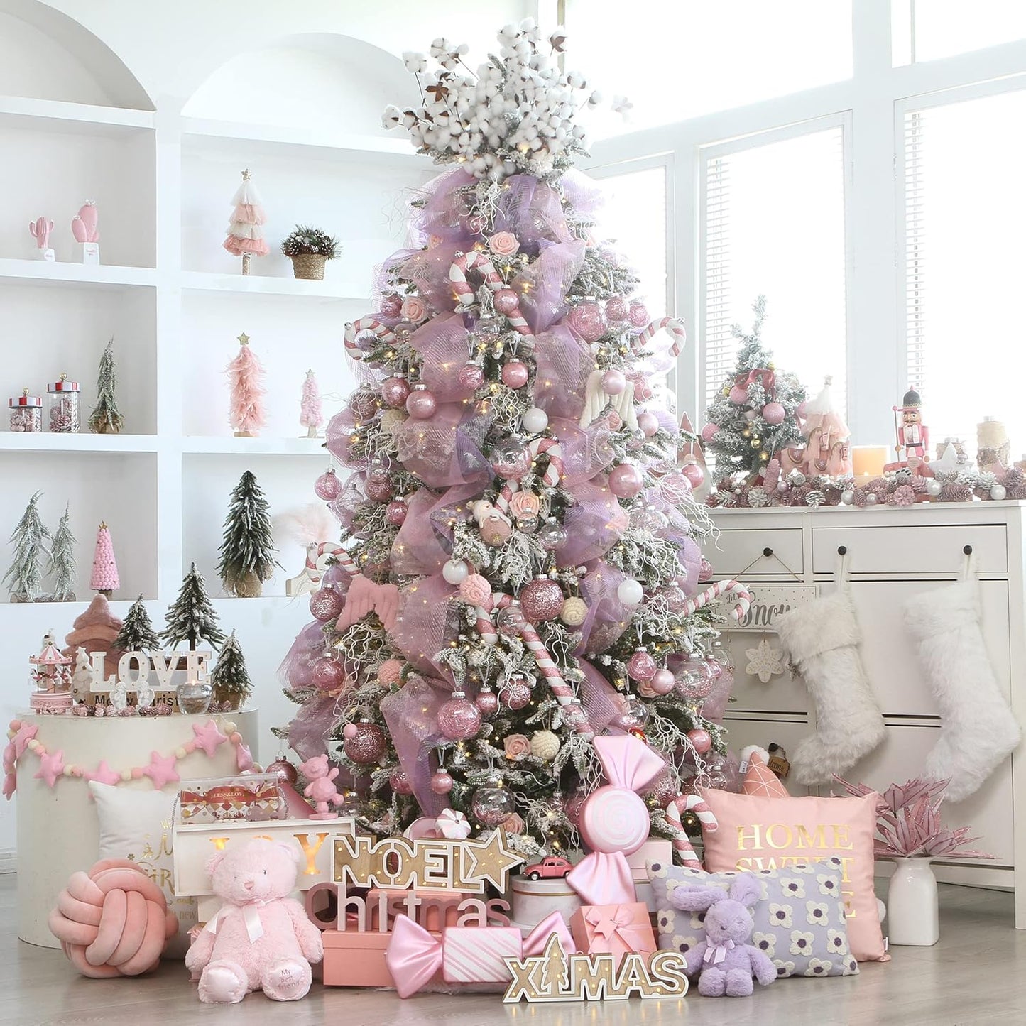 Sea Team Shatterproof Clear Plastic Christmas Ball Ornaments Decorative Xmas Balls Baubles Set with Stuffed Delicate Decorations (80mm/3.15 inch 20-Pack, Pink)