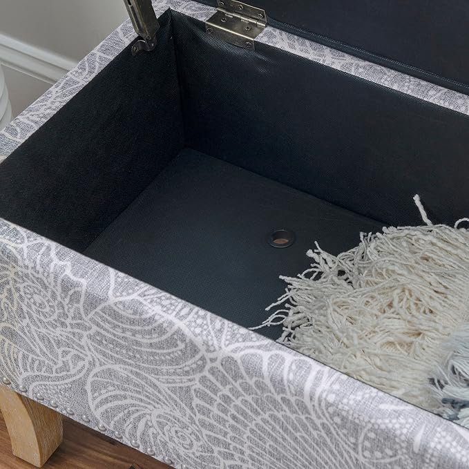 Linon Stone Upholstered Storage Stephanie Ottoman