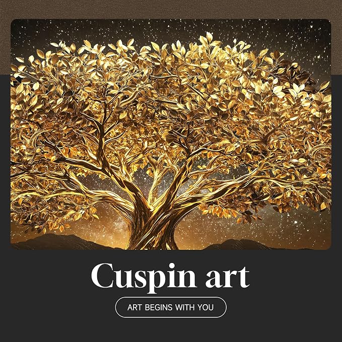 Large Framed Black and Gold Tree of Life Wall Art, Modern Luxury Tree Painting Print Artwork for Walls, Contemporary Dark Elegant Glam Picture for Living Room Bedroom Office Wall Decor, 60x30 Inch
