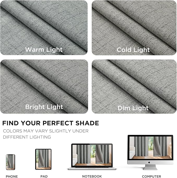 Joydeco Linen Blackout Curtains for Bedroom - 100% Light Blocking 1 Panels, Light Grey Drapes 100" W x 108" L, Thermal Insulated Room Darkening Curtains for Living Room, Rod Pocket & Back Tabs
