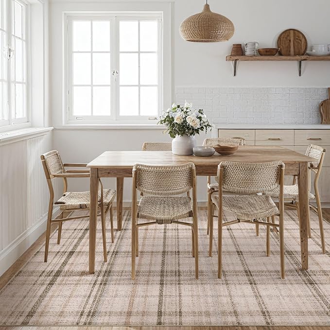 Tortania Area Rug Living Room Rugs - 9x12 Washable Large Soft Neutral Boho Moroccan Bohemian Farmhouse Rug Indoor Floor Carpet for Bedroom Under Dining Table Home Office Decor - Taupe