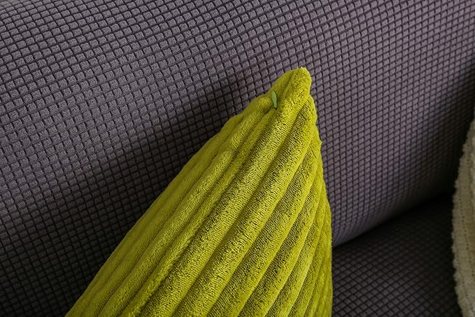 TangDepot Velvet Big Corduroy Pillow Covers 14x14 Green 2-Pack | Soft wide-stripe corduroy pillow cover, hidden zipper, machine washable, easy refresh, for bedroom living room indoor outdoor