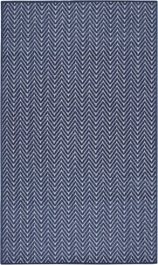 Nourison Home Horizon Indoor/Outdoor Navy 3' x 5' Area Rug - Easy Clean, Non Shedding, Bed Room, Living Room, Dining Room, Kitchen (3' x 5')