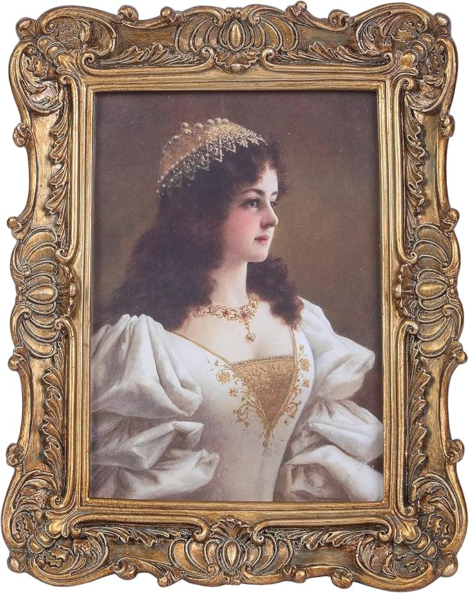 Antique Picture Frames 4x6 Vintage Victorian Ornate Picture Frames with Front Glass Wall Mount and Tabletop Baroque Home Decor Retro Gallery Wall Decor,1 Pack,Bronze