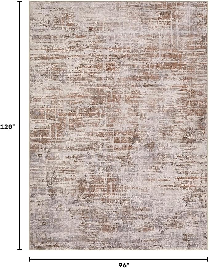 UERMEI 8x10 Washable Area Rug for Living Room: Modern Neutral Abstract Large Soft Low Pile Carpet Non-Slip Pet Kids Friendly Indoor Decor for Bedroom Dining Room Home Office Nursery Blue Brown