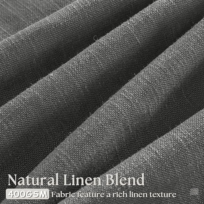 Dark Gray Linen Pinch Pleated Curtains 96 Inches Long for Living Room Pleated Drapes Back Tab Thick Linen Textured Modern Farmhouse Neutral Charcoal Slate Grey 96 Inch Curtain for Dining Bedroom