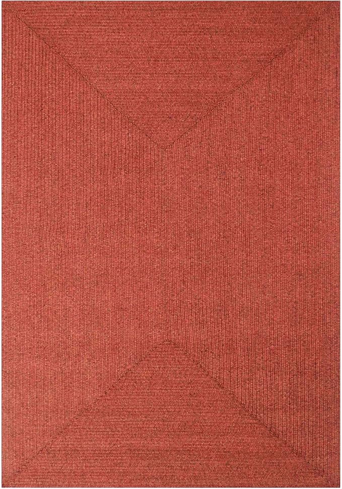 Superior Indoor/ Outdoor Large Area Rug, Reversible Braided Home Floor Decor for Living Room, Kitchen, Entryway, Patio, Front Porch, Deck, Modern, Boho, Farmhouse Style, 3' x 5', Brick