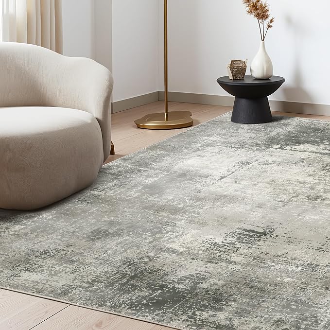 BEIMO Area Rugs 8x10 Machine Washable Rug for Bedroom Living Room Dining Room, Large Modern Abstract Soft Rugs, Indoor Low Pile Carpet with Non Slip Rubber Backing, Abstract Gray