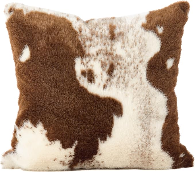 SARO LIFESTYLE Cowhide Design Faux Fur Pillow - Down Filled