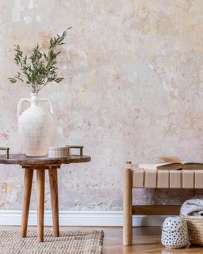 UPWOIGH 13.8in Ceramic Flower Vase with Handles | Off-White Finish, Handcrafted Weathered Texture, Rustic Farmhouse Style, Table Shelf Living Room Décor