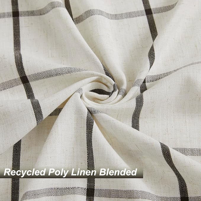 Vision Home Black Plaid Linen Pinch Pleated Semi Sheer Curtains Checkered Light Filtering Window Panels 84 inches Long for Living Room Bedroom Rustic Pleat Drapes with Back Tab Hooks 40" Wx84 Lx2