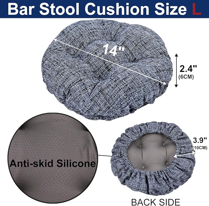 SINOSSO Modern Bar Stool Cushion Dia.14, Fashion Interweaving Design Anti-Skid Silicone Round Stool Seat Cushion Cover Padded (Blue, L,1)